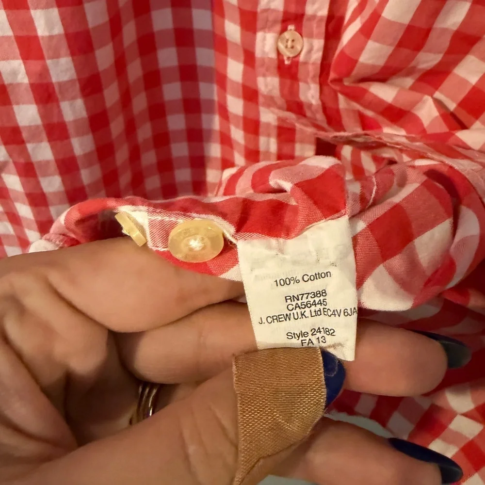 J. Crew Red and White Checkered Men's Shirt